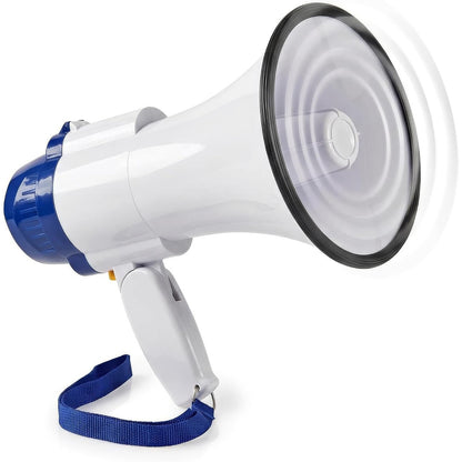 273841 - NEDIS Megafon | Rrezja maksimale: 250 m | Kontroll i volumit: Deri në 115 dB | Mikrofon i integruar | Sirenë e integruar | Funksion regjistrimi | Blu/e bardhë