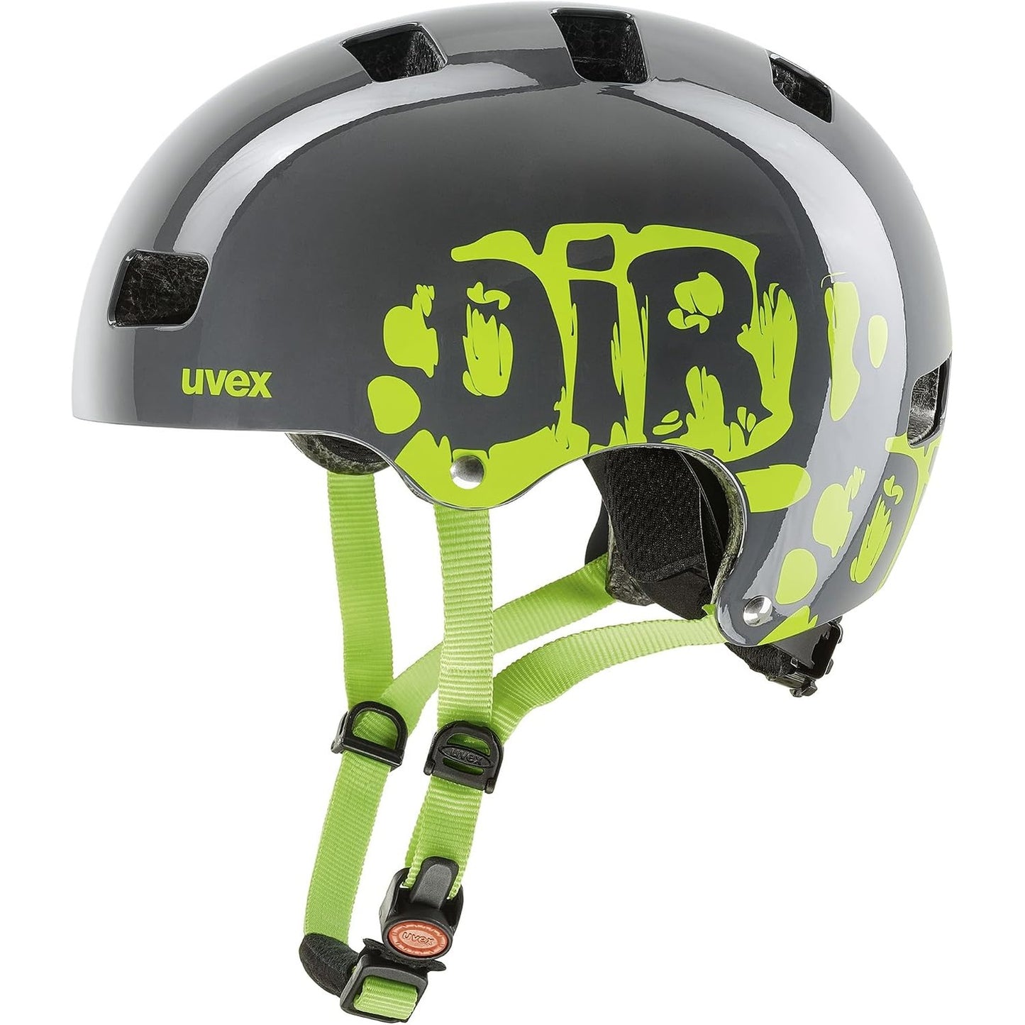 292776 - UVEX Helmetë biçiklete për fëmijë Kid 3, gri (Dirtbike gri-limon), madhësia 55-58 cm