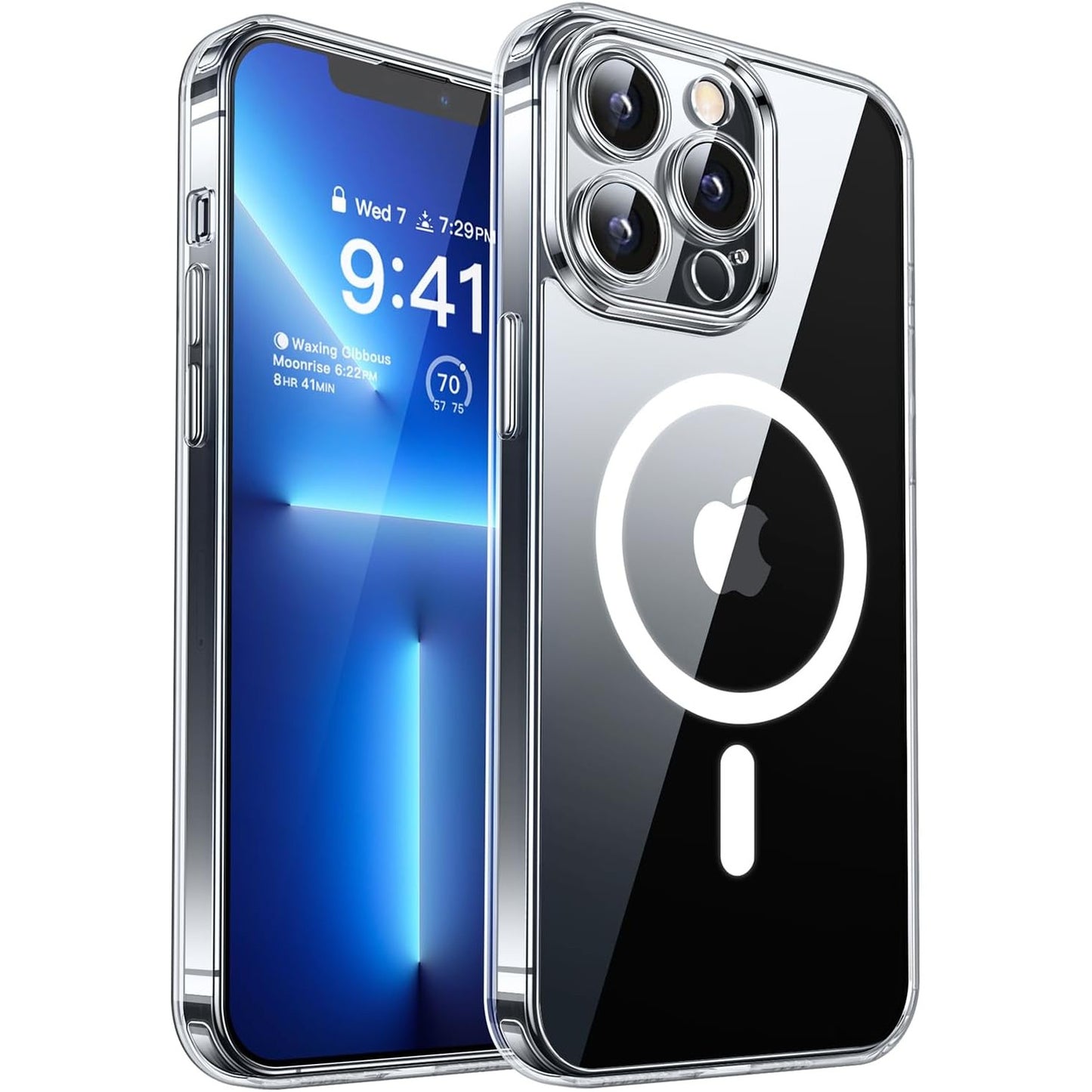 269134 - CANSHN Mbështjellës 2024 për iPhone 13 Pro Max me mbrojtje të kamerës për MagSafe, rezistent ndaj goditjeve, transparent