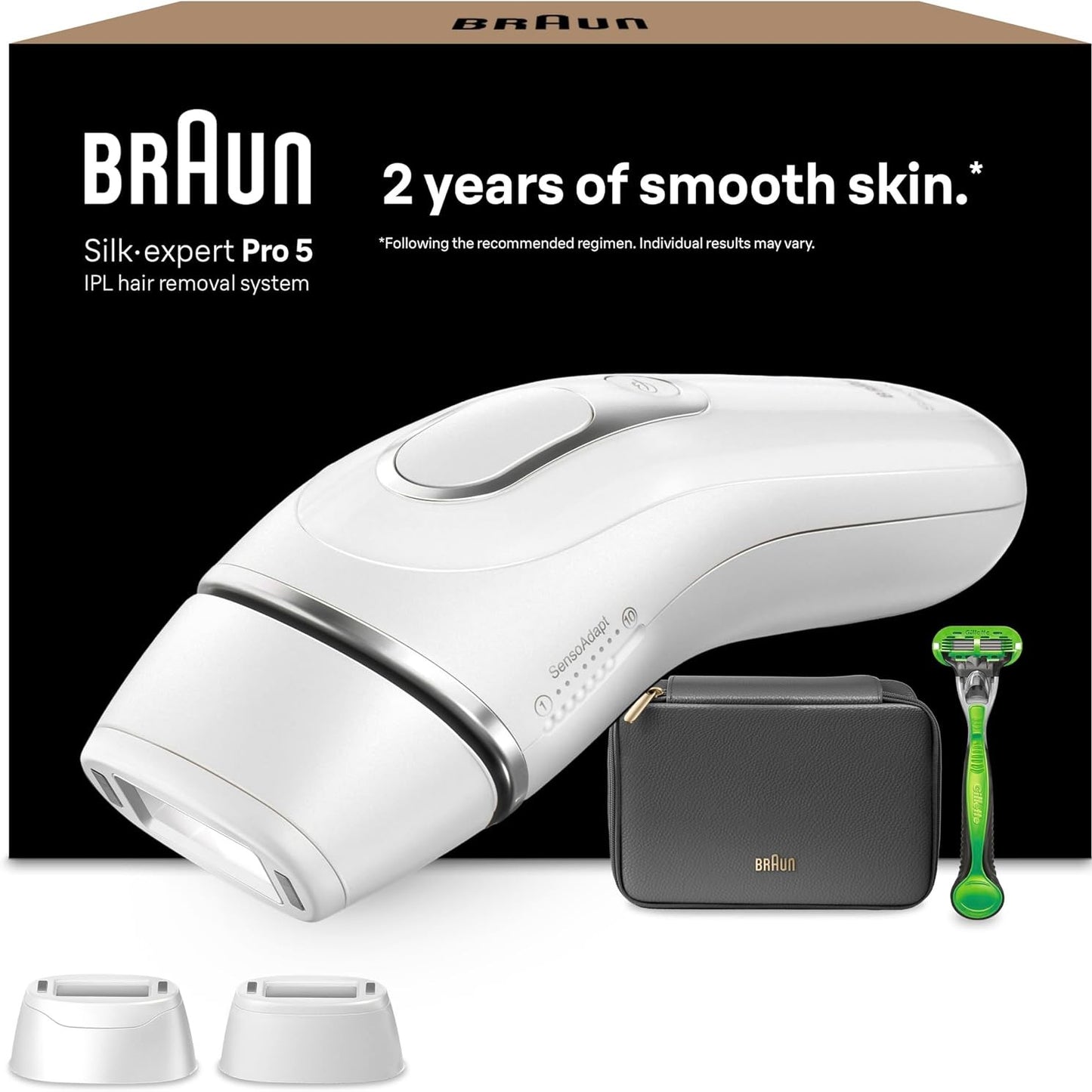315030 - BRAUN Sistemi Silk·expert Pro 5 për heqjen e qimeve me dritë të pulsuar, heqje gjysmë e përhershme, rezultate në 2 seanca, për këmbë, fytyrë, vijën e bikinave