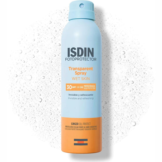 311399 - ISDIN Sprej Transparent për Lëkurë të Lagur SPF 30, 250ml, mbrojtje nga dielli, i padukshëm dhe efektiv