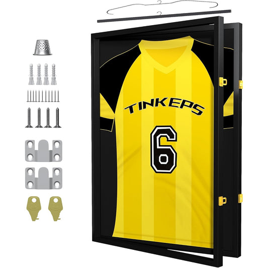 119223 - TINKEPS - Kornizë për Fanellën e Futbollit, për Bluzë me Mëngë të Shkurtra, e Përshtatshme për Bejsboll dhe Basketboll, ngjyrë e Zezë