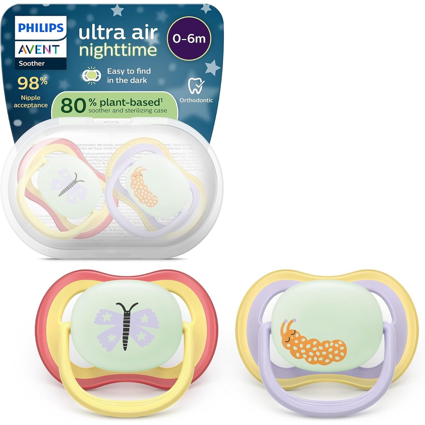 290470 - PHILIPS AVENT Thithëse Ultra Air - Ortodontike për foshnje 0-6 muaj - Silikon i butë - Pa BPA - Pako me 2 copë - SCF376/25