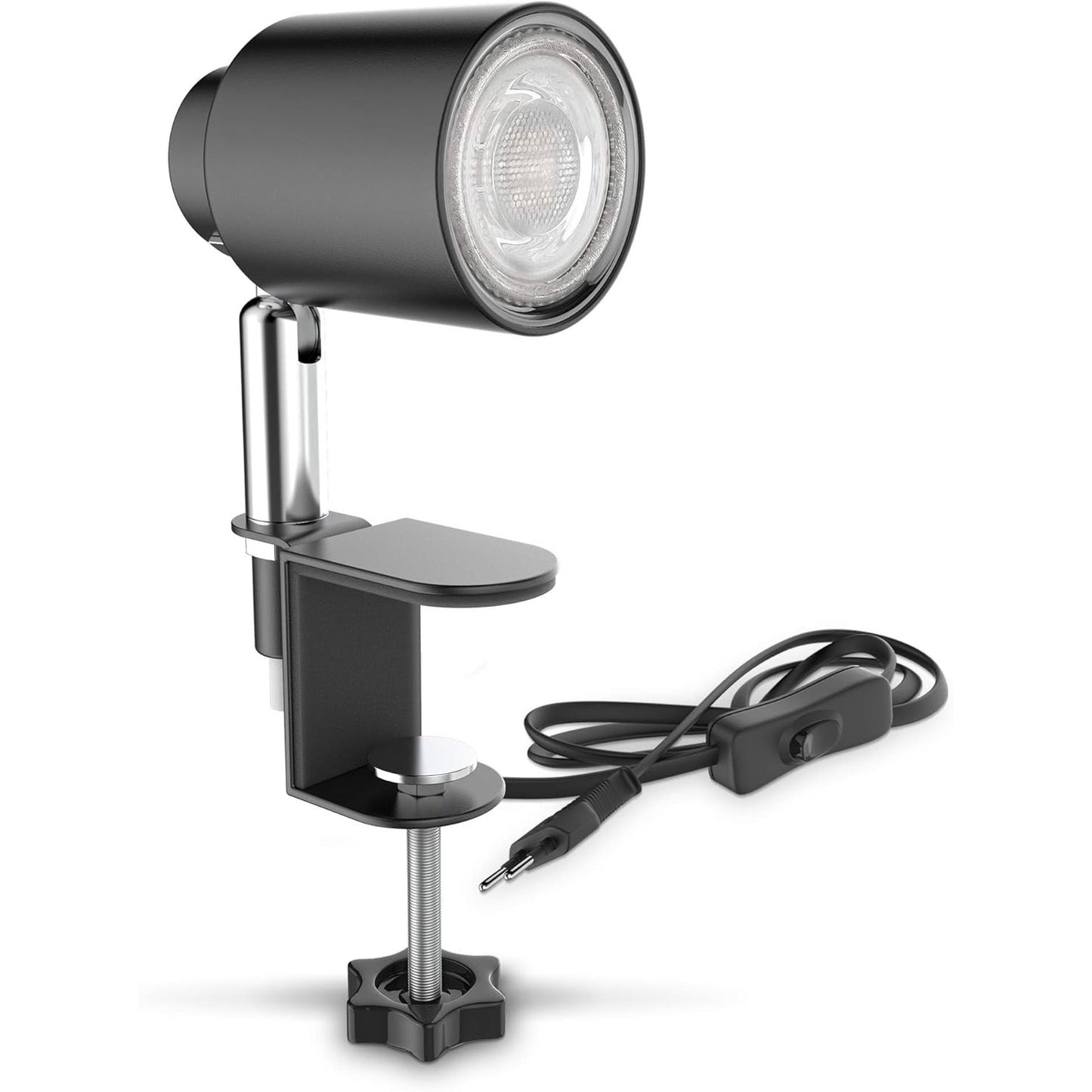 214975 - B.K.LICHT Llambë LED me Kapëse, Llambë Tavoline me Llambë 5W GU10, E Zezë 14.6 cm