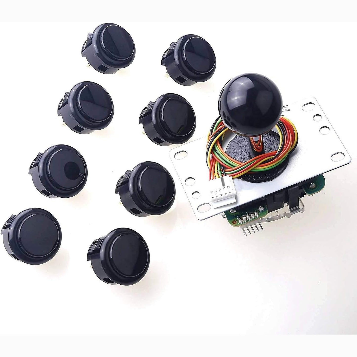 266236 - REYANN Kit me butona shtypës Sanwa JLF-TP-8YT + 8 Sanwa OBSF-30, Ngjyra: E zezë