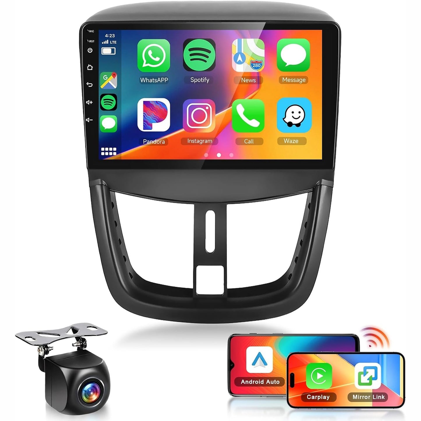 266033 - RADIO Makine Hodozzy 8 Core 2+64G për Peugeot 207 2006-2015, Ekran Prekje 9 inç, Android Auto/WiFi/GPS/RDS/FM/Bluetooth/USB/DSP+Canbus