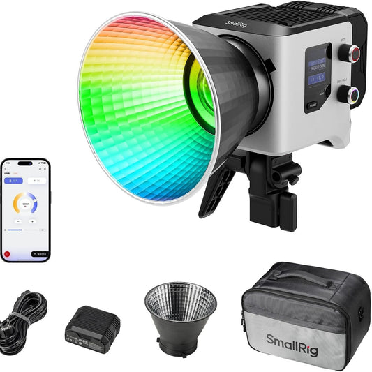295467 - SMALLRIG Dritë videoje RC 220C RGB COB LED me montim Bowens, 200W, 2500–10000K, CRI97+/TLCI98+, Mbështet furnizimin me energji pa tel, Kontroll me aplikacion - 5098