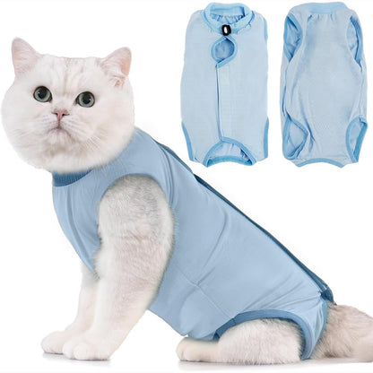 220506 - Avont Body Sterilizim Postoperativ për Mace, Kostum Rimëkëmbjeje Anti-Lëpirje për Mace, Mbrojtje Postoperative, Kundër Sëmundjeve të Lëkurës - Blu (M)