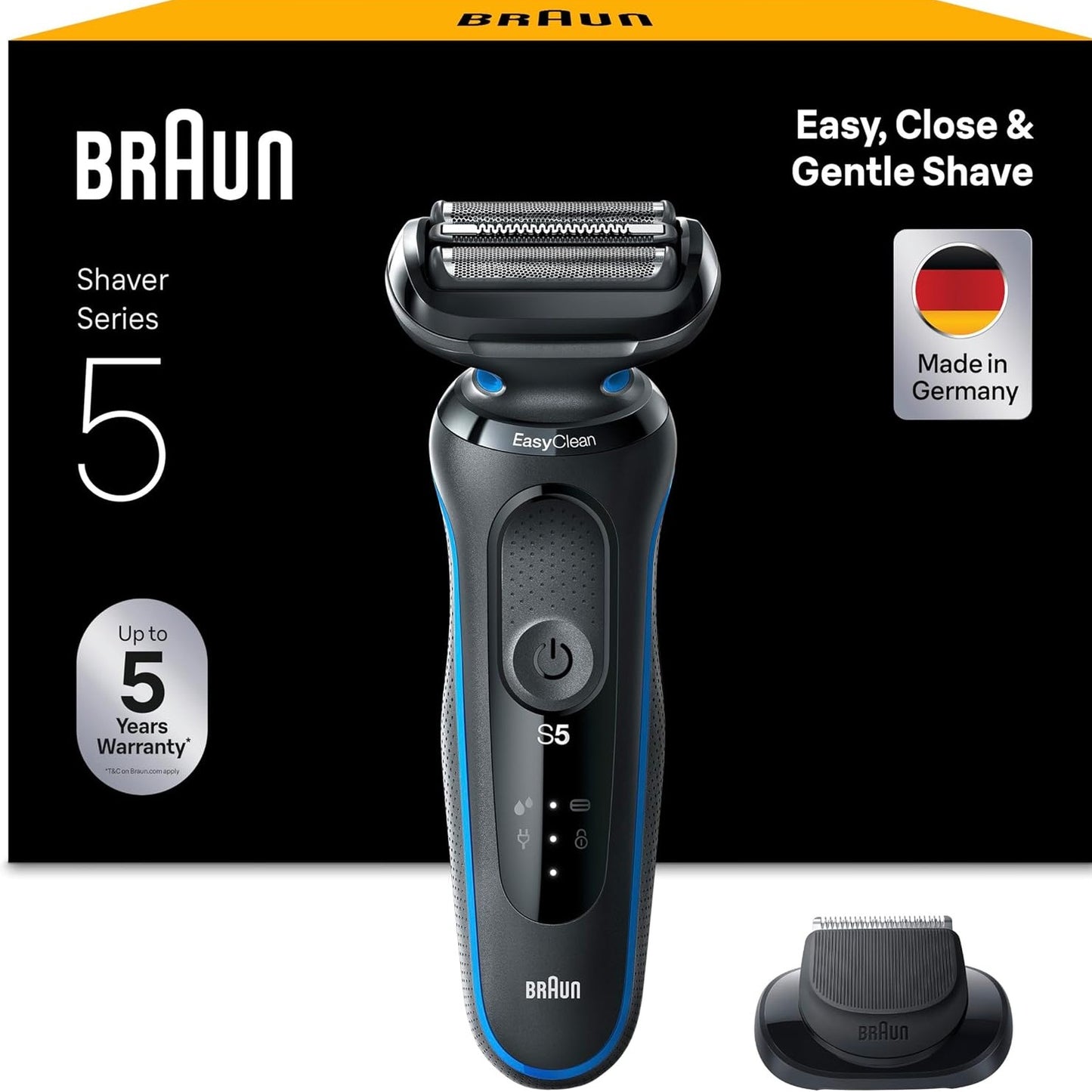 271099 - BRAUN Makinë rroje elektrike për mjekër Series 5, EasyClean, e rikarikueshme, makinë rroje pa tel, 51-B1000s Blu
