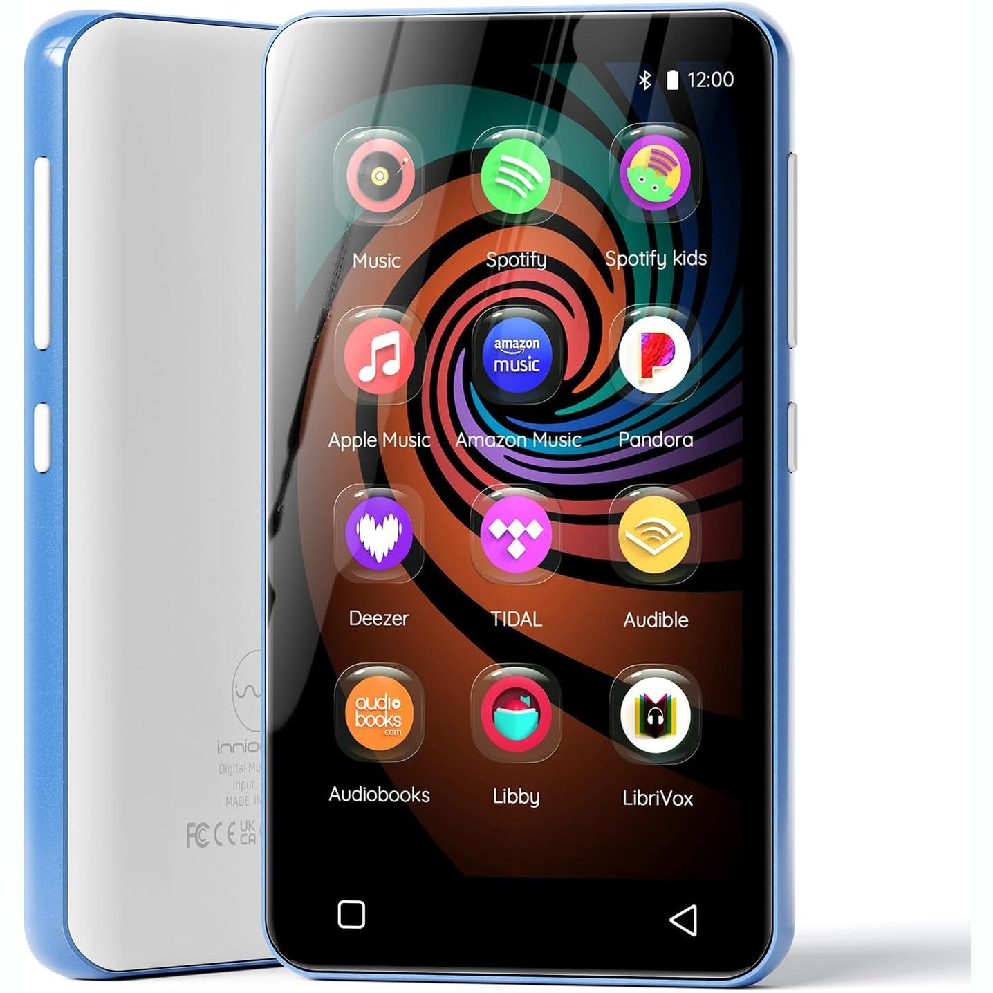 276210 - INNIOASIS MP3 Player 160GB me Bluetooth dhe WiFi, Ekran Prekje 4" për Fëmijë, Spotify Kids, Blu-Bardhë