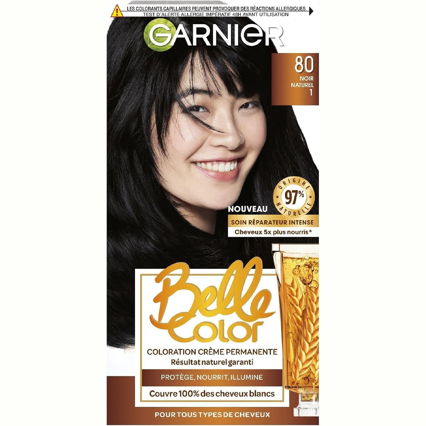 272339 - GARNIER Belle Color Ngjyrë Kremi e Përhershme për Flokët, 80 Ngjyrë e Zezë Natyrale, 100 ml