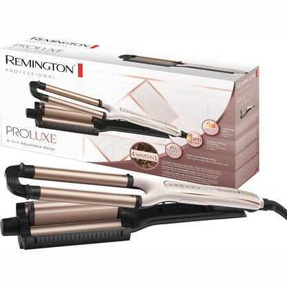 289676 - REMINGTON Hekur me Valë ProLuxe CI91AW, 4-në-1: Plazh, Valë Natyrale, Valë Uji, ekran dixhital, cilësim temperature deri në 210°C, ngjyrë rozë e bardhë