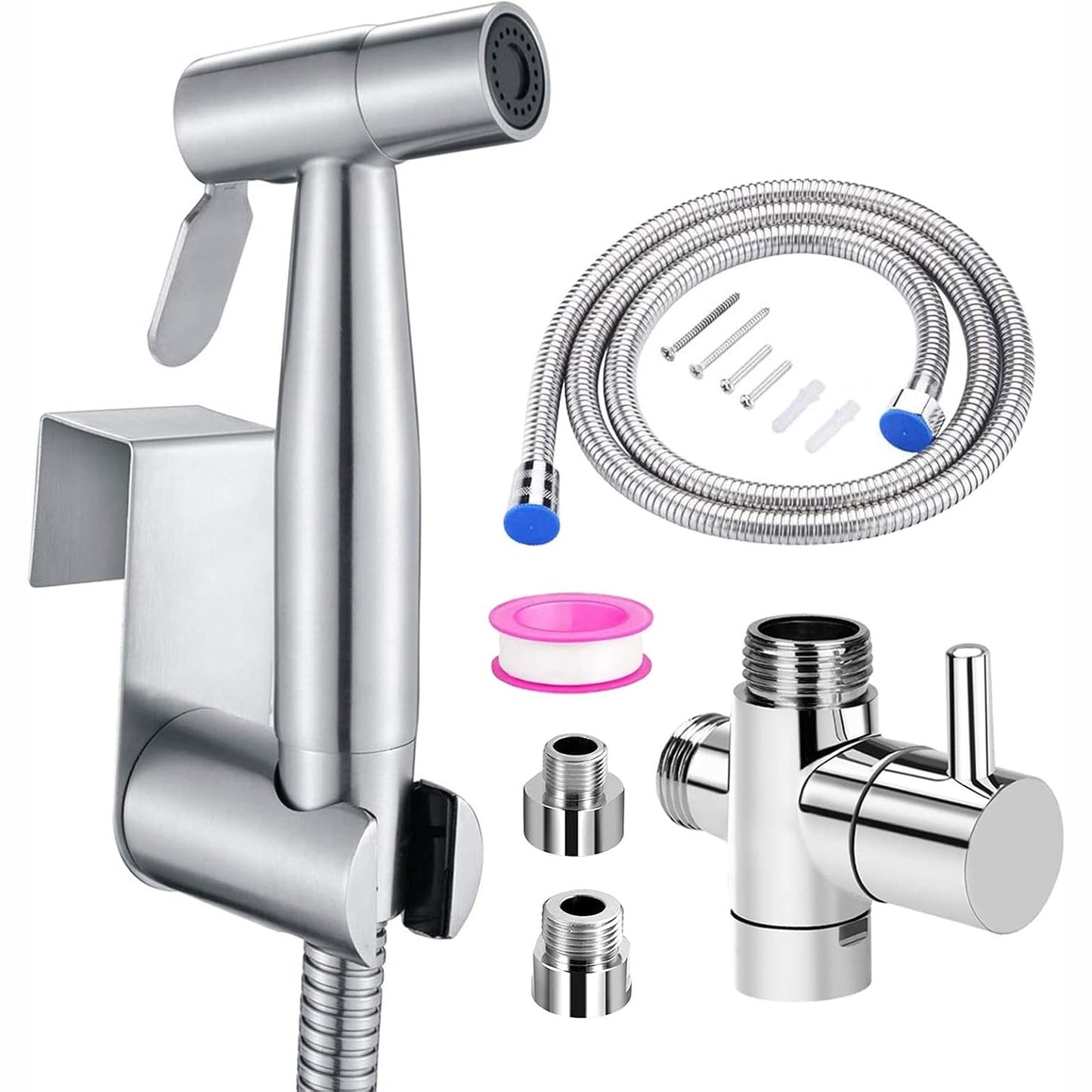288764 - Shishe spreji për tualet, dush dore, bide, çelik inox - valvul 3-kahësh (1/2-3/8 inç), për higjienë personale dhe pastrim.