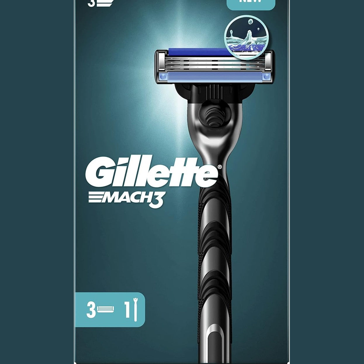 318368 - GILLETTE Brisku Mach 3, me 3 Mbushje, i Zi, dorezë e ripërdorshme, 3 fishekë çelik inoks, shirit lubrifikues, 1 mbushje ofron deri në 15 rruajtje