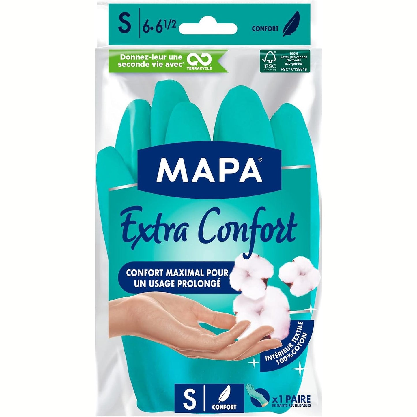 275906 - MAPA Doreza shtëpiake Extra Comfort Latex me rreshtim tekstili, 1 palë, S, për pastrimin e kuzhinës dhe mirëmbajtjen e shtëpisë