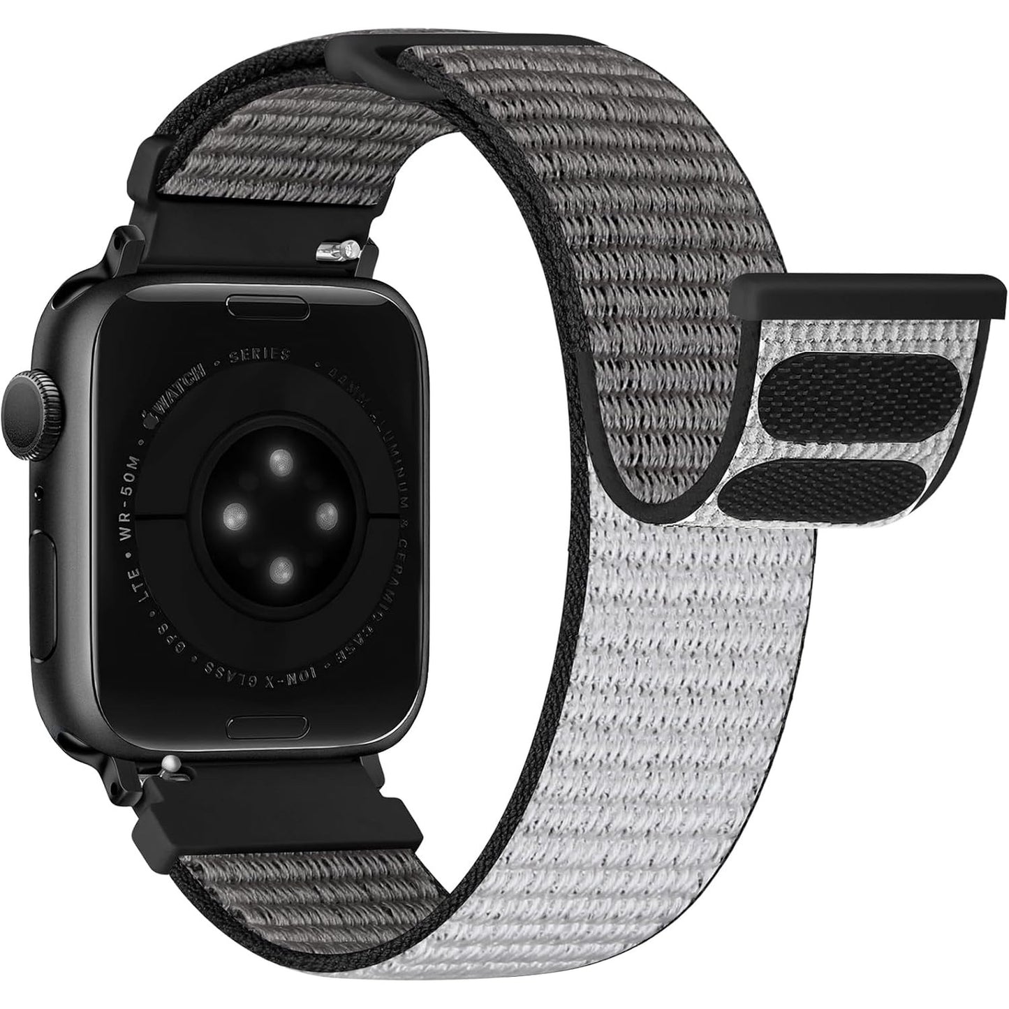266990 - BCUCKOOD Rrip sportiv prej najloni për Apple Watch 38mm 40mm 41mm 42mm (Seria 11 10) për femra dhe meshkuj, gri hekuri