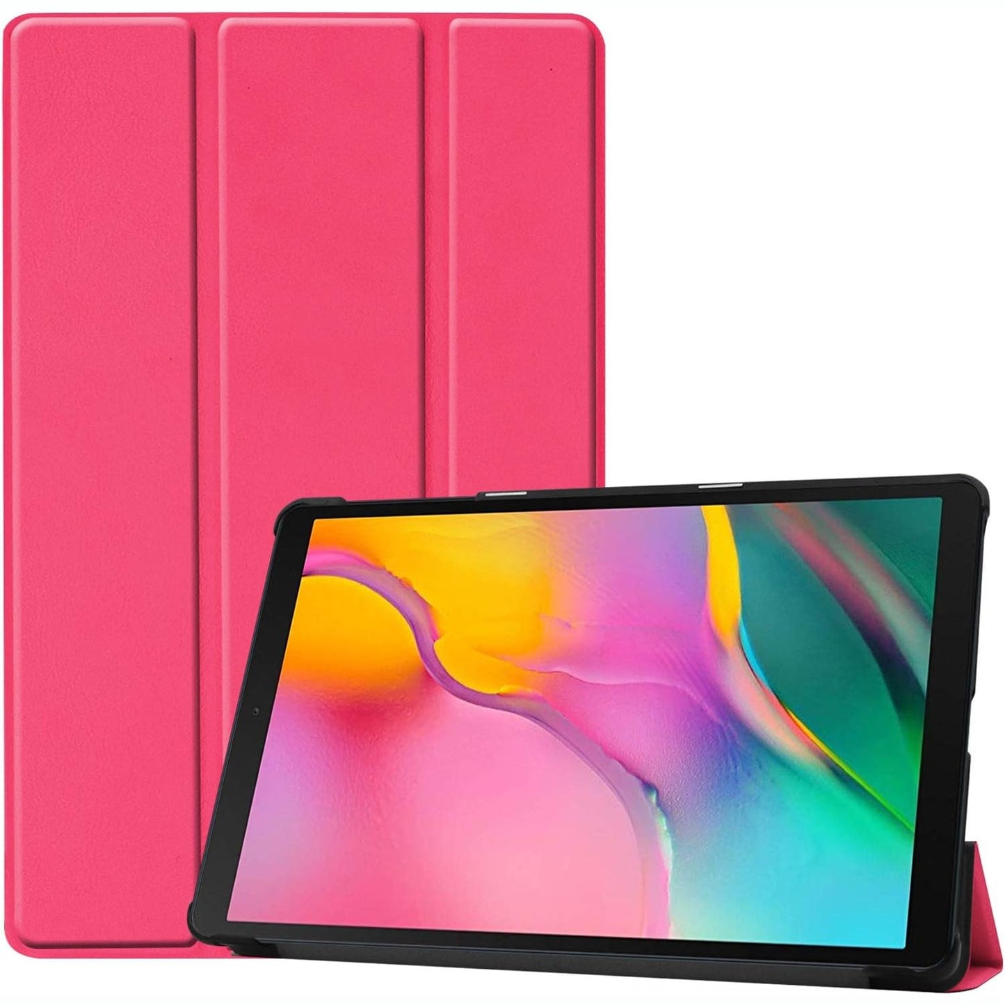 267045 - MBROJTËSE PROCASE ME RROTA PËR GALAXY TAB A 8.0 INÇ 2019 SM-T290 (WI-FI) SM-T295 (LTE) T297, MBROJTËSE PREJ LËKURE TË FORTË, ULTRA E HOLLË DHE E LEHTË, E PALOSSHME TREFISH, MAGENTA