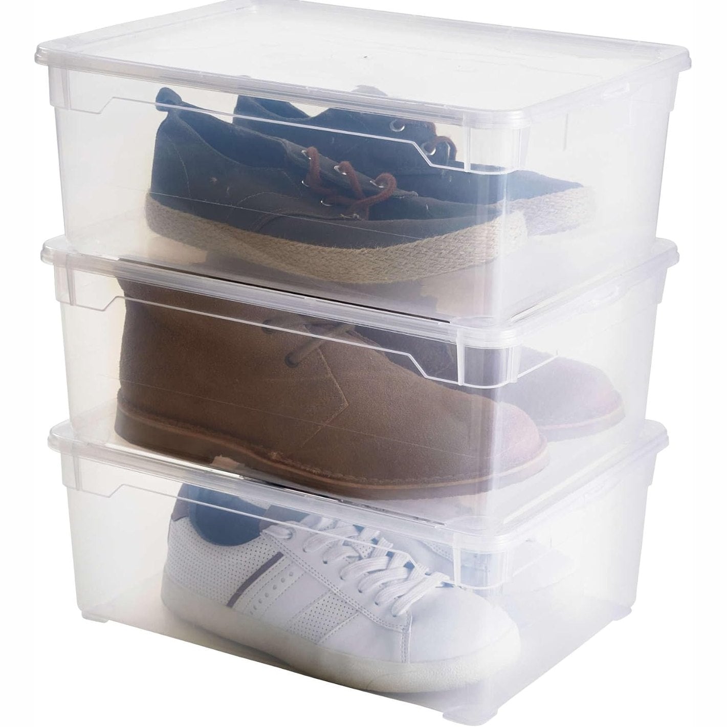 185314 - ROTHO Set Transparent me 3 Kuti Ruajtjeje 10L me Kapakë, Plastikë pa BPA (PP), Transparente, 3 x 10L (36.0 x 26.0 x 14.0 cm)