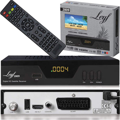 273498 - LEYF Marrës Dixhital 2809, Satelitor (HDTV, DVB-S/S2, HDMI, SCART, 2X USB 2.0, Full HD 1080p), i paraprogramuar për Astra Hotbird Türksat