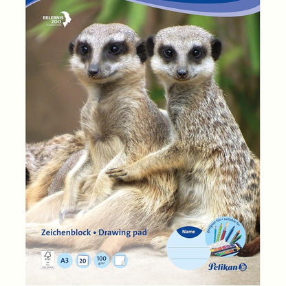 305650 - PELIKAN - Bllok vizatimi A3 - 20 fletë letre të bardhë 100g - 1 copë - Motive të ndryshme