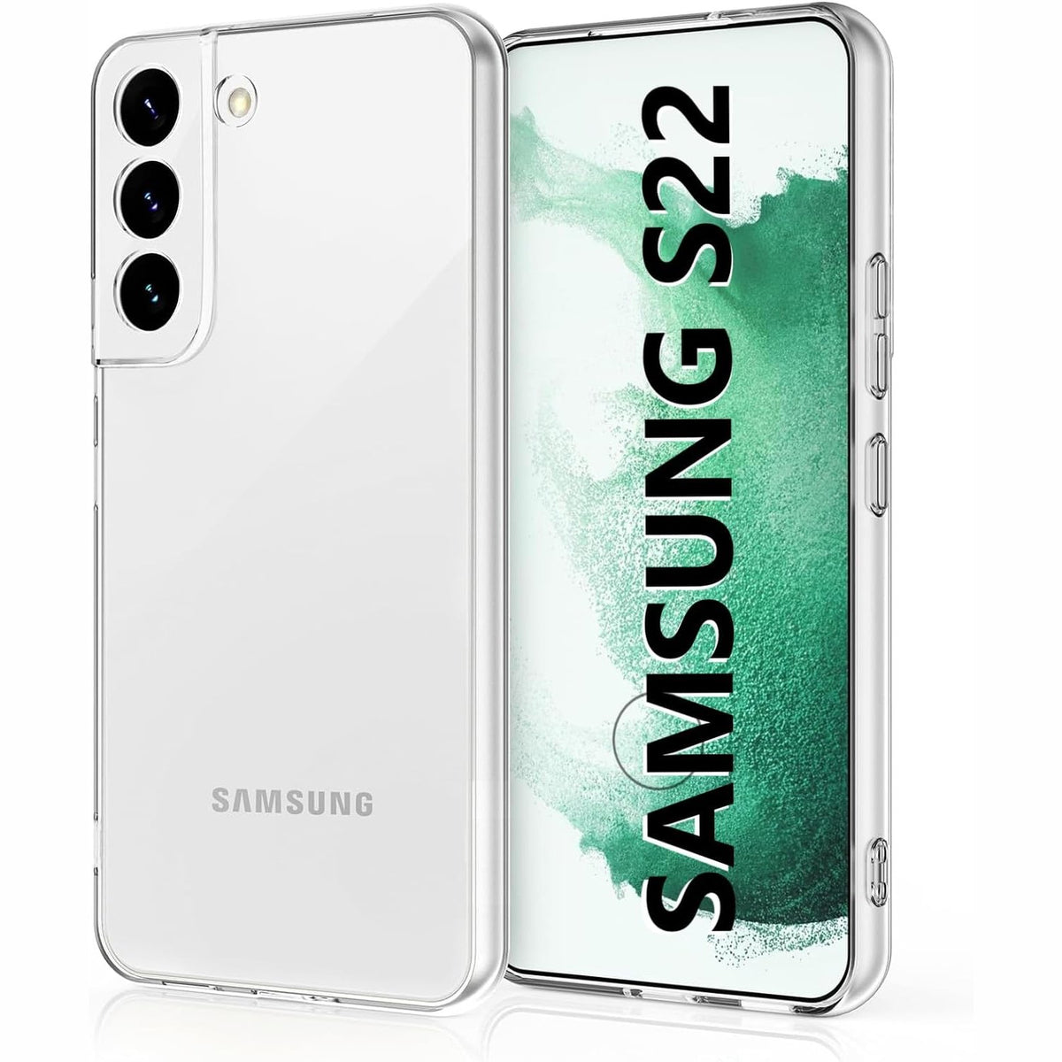 295401 - COQTEL® Mbrojtëse për Samsung Galaxy S22, Mbulesë Transparente 360°, Silikoni Rezistent ndaj Goditjeve dhe TPU