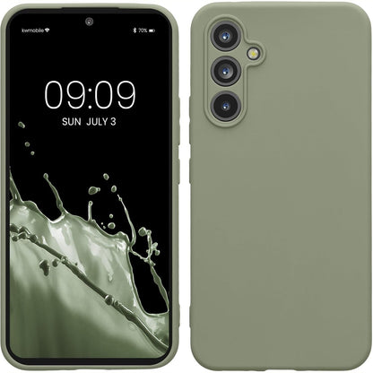 269598 - Mbështjellëse kwmobile për Samsung Galaxy A54 5G - Mbështjellëse Telefoni prej Silikoni të Butë - Gri-Jeshile