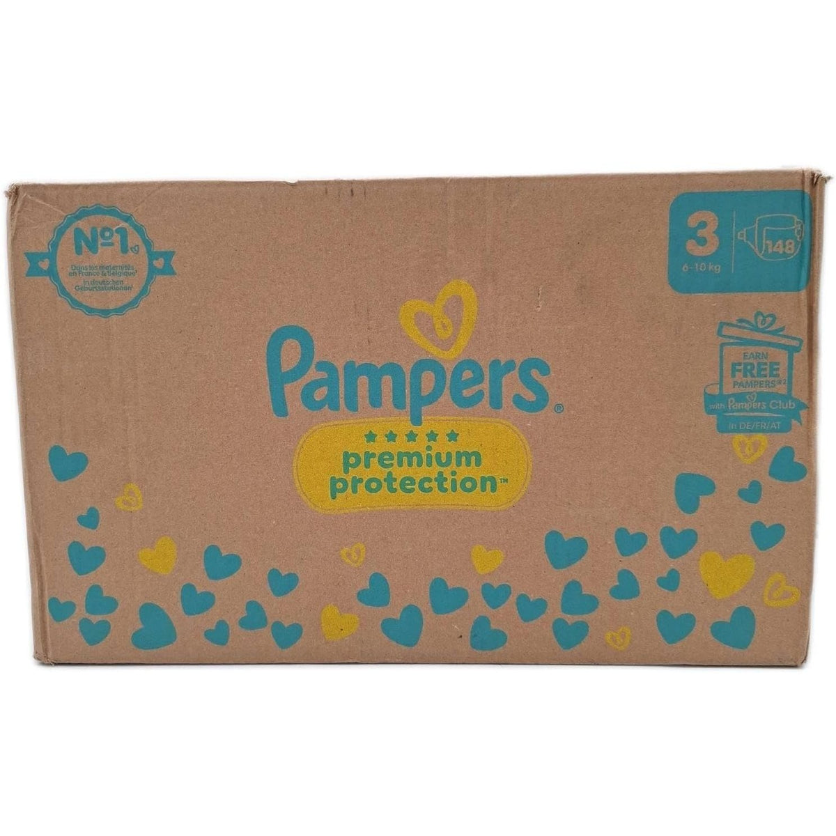 300400 - PAMPERS Pampers Premium Protection Madhësia 3, 148 pelena, 6-10 kg, Mbrojtje e dyfishtë për lëkurën dhe rrjedhjet + 10 peceta Harmonie Aqua Falas