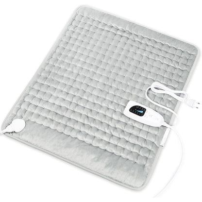 316278 - JASTËK elektrik ngrohës për shpinë, qafë, shpatulla dhe bark (50 x 60 cm, flanelë e butë, gri-argjend, me fikje automatike)