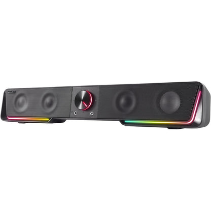 273376 - SPEEDLINK Gravity RGB Stereo Soundbar – Altoparlant PC me lidhje Bluetooth për smartphone/tablet dhe prizë 3.5 mm, ndriçim RGB, prizë për kufje dhe mikrofon, e zezë