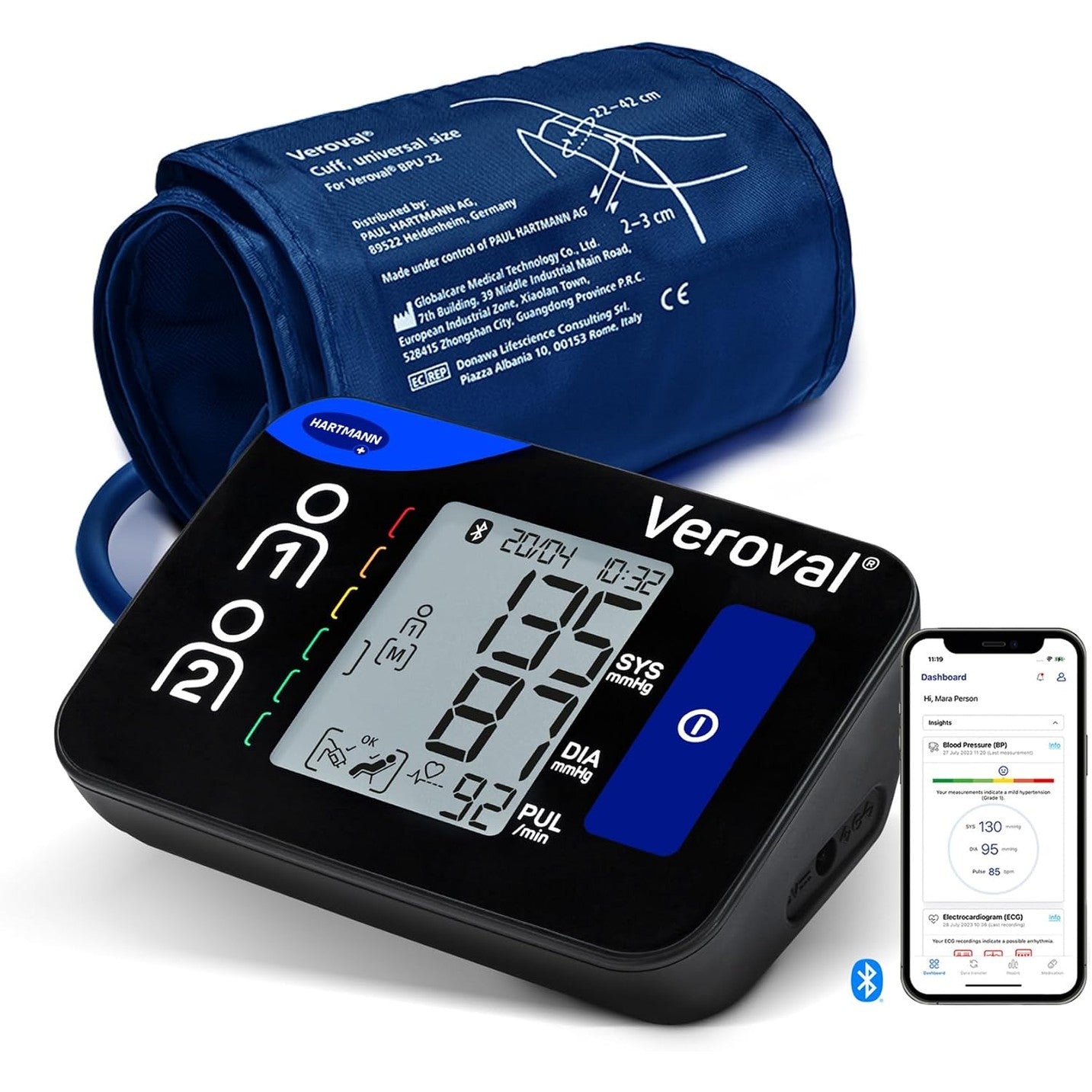 315559 - VEROVAL Monitor tensioni gjaku BPU 26, kompakt, Bluetooth, zbulon AFib