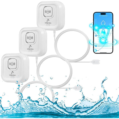 322356 - DETEKTOR UJI WIFI, SENSOR UJI 100 dB ME TELEKOMANDË, ALARM UJI PËR KUZHINË, BODRUM DHE BANJO (PAKO ME 2 PJESE)