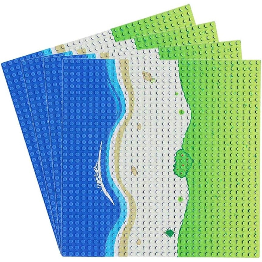 293123 - Felefh Pllakë Ndërtimi Classic Flat Blue, 32 x 32 cm, Pllaka Ndërtimi me Temë Oqeani, E Përputhshme me të Gjitha Markat, 4 copë