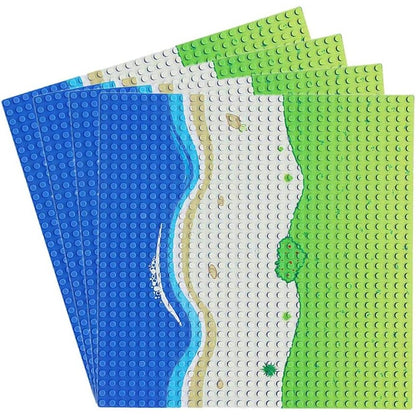 293123 - Felefh Pllakë Ndërtimi Classic Flat Blue, 32 x 32 cm, Pllaka Ndërtimi me Temë Oqeani, E Përputhshme me të Gjitha Markat, 4 copë