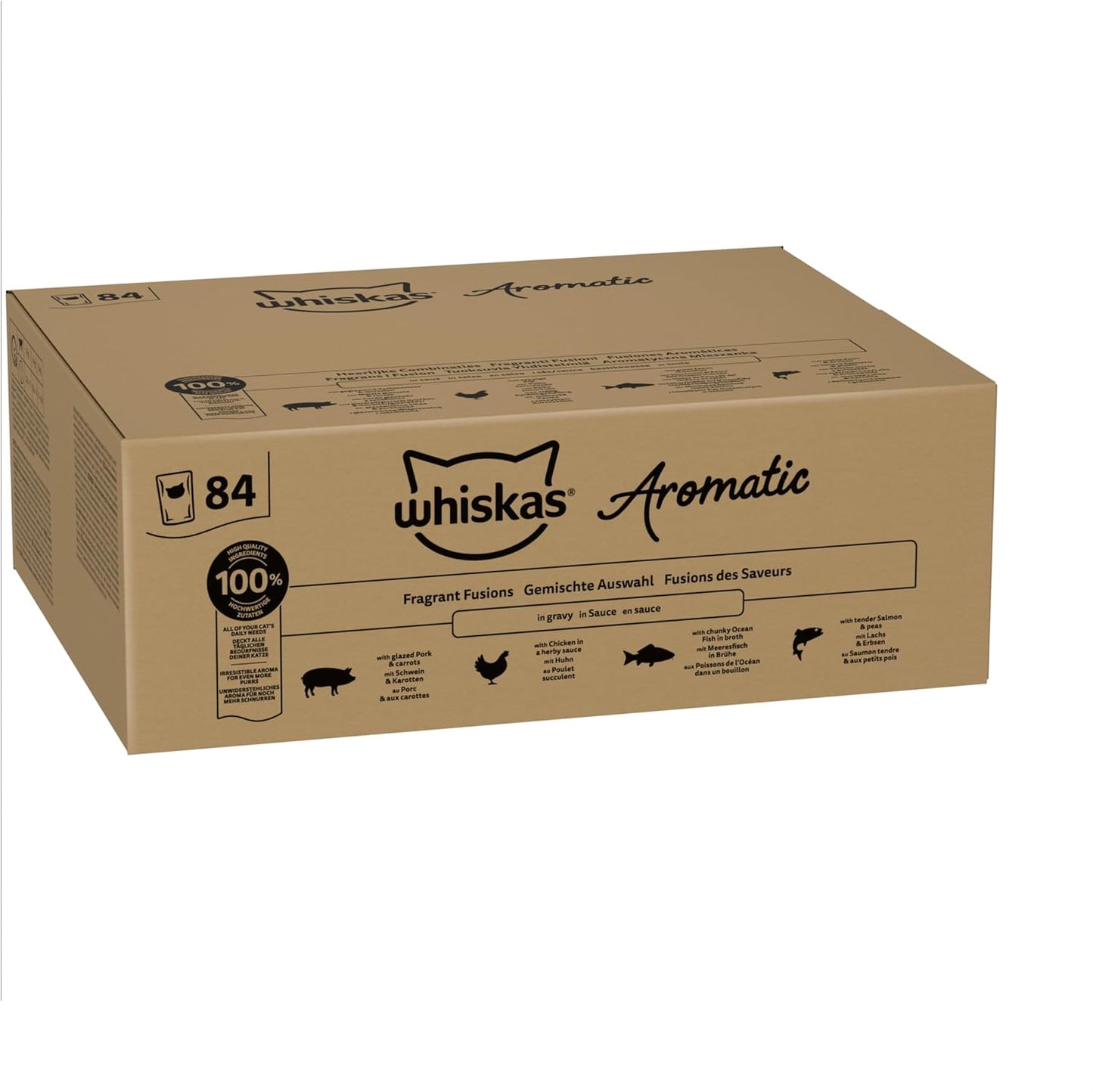 183600 - WHISKAS Ushqim i Lagësht Aromatik për Mace, Përzgjedhje e Përzier në Salcë, 84 x 85g