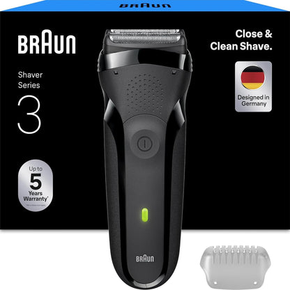296636 - BRAUN Makinë rroje elektrike Series 3 300S, fletë metalike, gri, e papërshkueshme nga uji, tehe fleksibël, 5 krehëra, prerës qendror