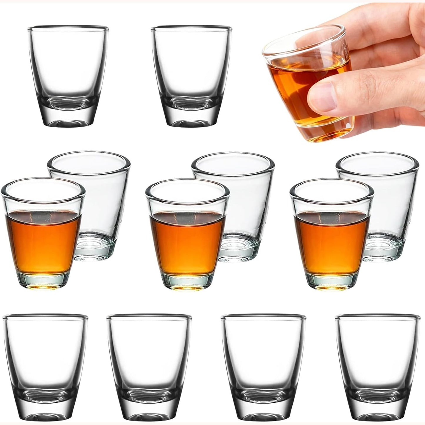 216506 - 12 Gota Qelqi për Shot, Gota Transparente, Qelq i Fortë, për Festa, Klube, Bare