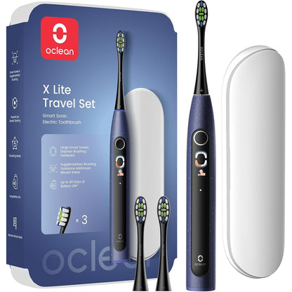 301829 - OCLEAN Set Dhurate Blu për Furça Dhëmbësh X Lite Sonic, 3 koka furçe, IPX7, 5 mënyra pastrimi, kohëmatës, çantë udhëtimi