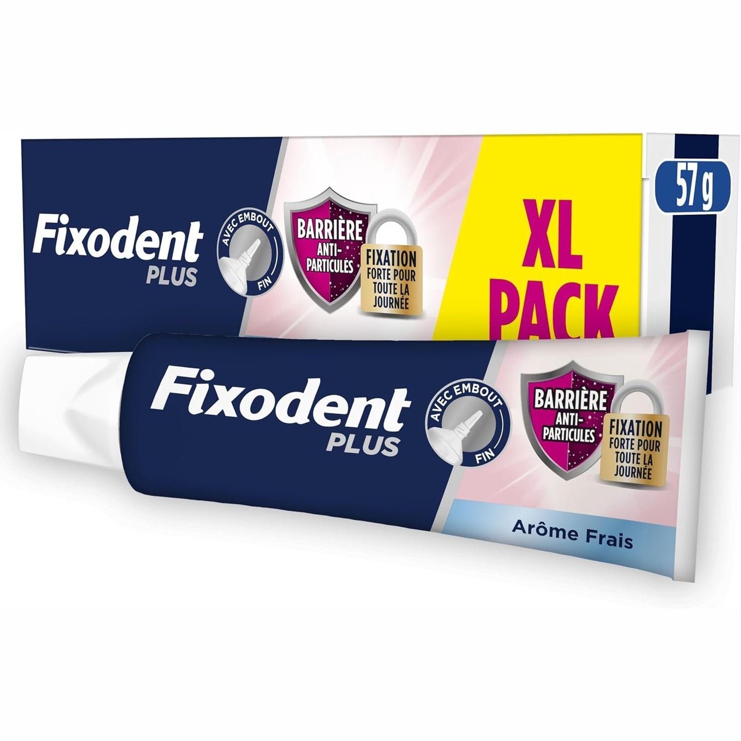 318807 - FIXODENT Krem Ngjitës Plus Barrierë Grimcash, për proteza të plota dhe të pjesëshme, Shije Neutrale