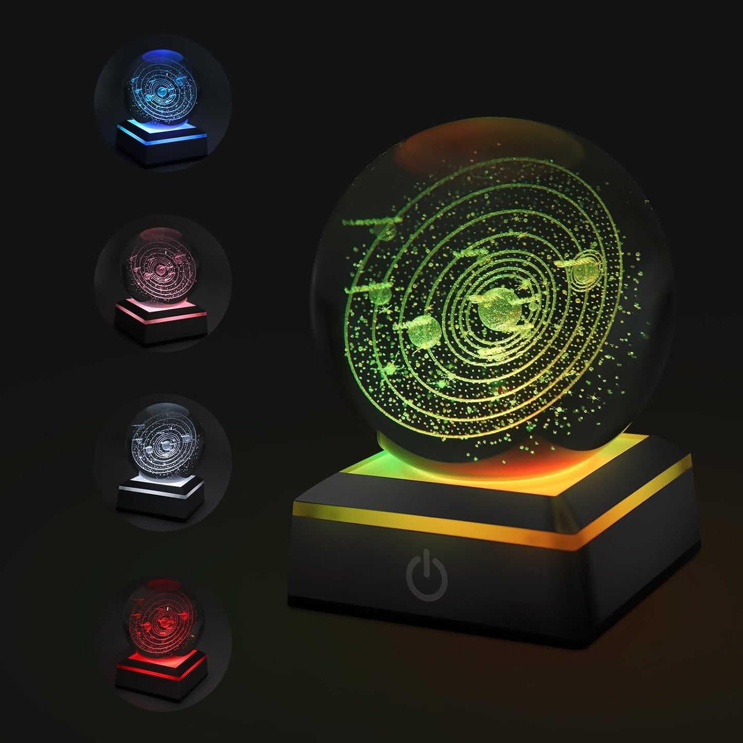 168930 - YUHTECH Top Kristali 3D i Sistemit Diellor me Bazë LED, Dritë Nate USB, Material: Kristal, Dhuratë për Ditëlindje apo Ditën e Shën Valentinit, Përshtatet për Fëmijë, Miq dhe Çifte