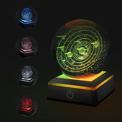 168930 - YUHTECH Top Kristali 3D i Sistemit Diellor me Bazë LED, Dritë Nate USB, Material: Kristal, Dhuratë për Ditëlindje apo Ditën e Shën Valentinit, Përshtatet për Fëmijë, Miq dhe Çifte