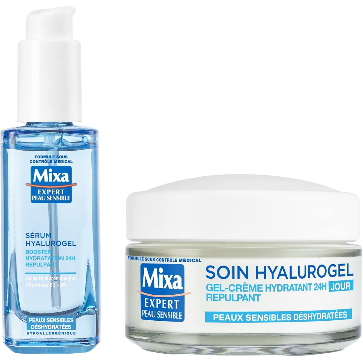 300991 - MIXA Expert Sensitive Skin - Rutinore Hyalurogel - Përforcues Hidratimi 24-orësh - Acid Hialuronik i Pastër, Vitamina B3 dhe B5, Serum + Trajtim