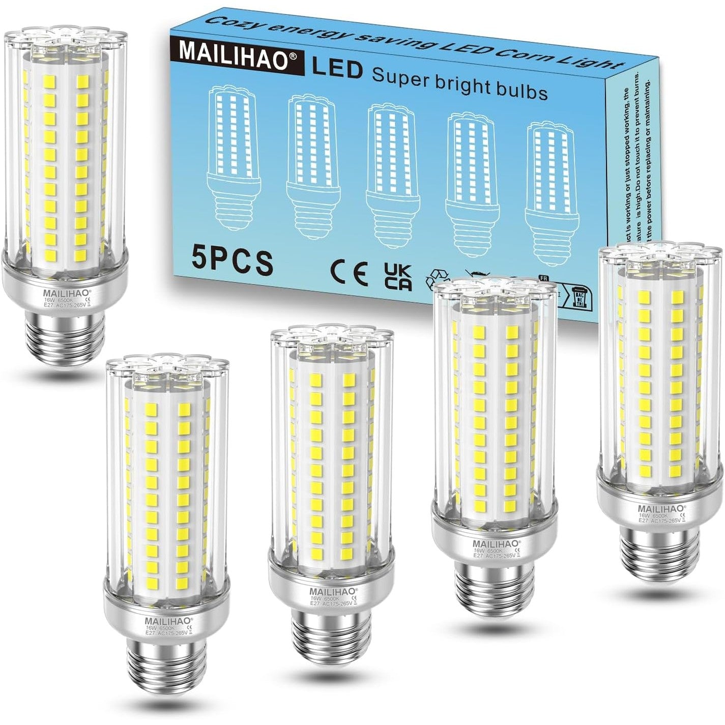 215008 - MAILIHAO Llambë LED E27 e Bardhë e Ftohtë 6500K, 16W, 2050LM, Pa Errësim, Pako me 5