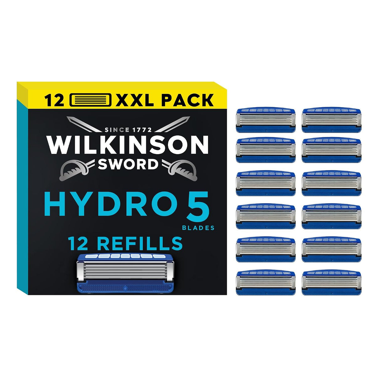 302115 - WILKINSON SWORD Hydro 5, 12 tehe zëvendësuese, pishina xheli hidratues, prerës i palosshëm