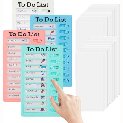 274401 - Lista e Detyrave për Fëmijë – Set me 4 Tabela Planifikimi 20x12 cm me 20 Karta të Ripërdorshme