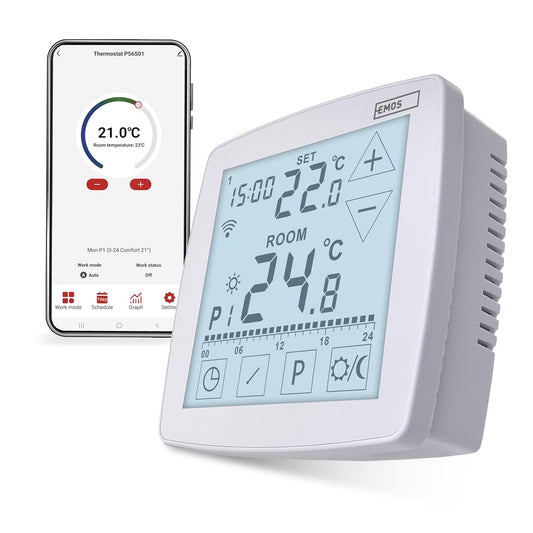 255095 - EMOS GOSMART, TERMOSTAT I ZGJUAR, WIFI, OPENTHERM, KONTROLL ME PREKJE, I PËRSHTATSHËM ME TUYA, GOOGLE ASSISTANT DHE ALEXA