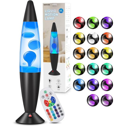 167554 - LLAMBË LËVIZËSE Lëngshme me 17 Ngjyra që Ndryshojnë, Dekorative Ambienti 16 inç, me Telekomandë dhe 4 Mënyra Ndryshimi, për Relaksim dhe zvogëlim të Stresit, Ideal për Dekorimin e Dhomës së Ndenjeje apo Krishtlindje