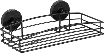 227966 - WENKO Raft muri Vacuum-Loc, dizajn shporte me tela të hapur, montohet pa shpime, çelik i lyer, përmasat: 26 x 6.5 x 14 cm, i zi