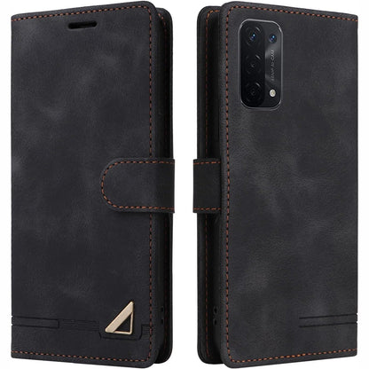 269457 - OKZONE Mbrojtëse për Oppo A54 5G/A74 5G/A93 5G, Mbrojtëse Portofoli Rezistente ndaj Goditjeve, Lëkure PU e Ktheshme (E Zezë)