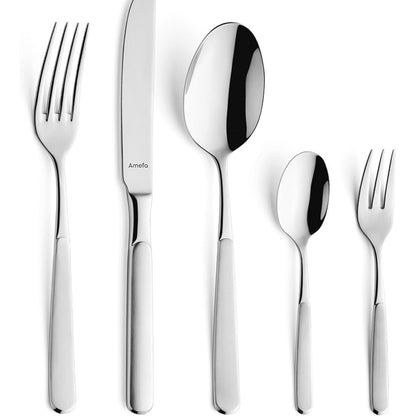 235264 - AMEFA SATINA SET TAKËMESH ME 30 PJESË, PËR 6 PERSONA, I PËRSHTATSHËM PËR LAVASTOVILJE, ÇELIK INOX 18/10, SKAJ I DHËMBËZUAR SPECIAL, TEH ÇELIKU I NGURTËSUAR