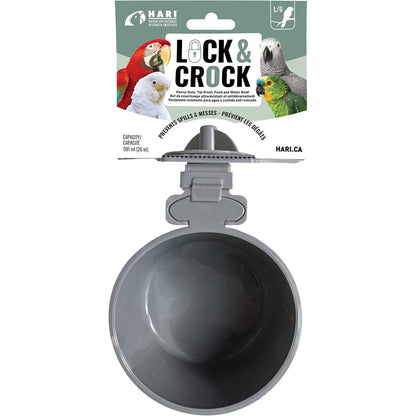 257980 - HARI Lock & Crock Ushqyes për Kafaz Zogjsh dhe Enë Uji, 591 ml, gri